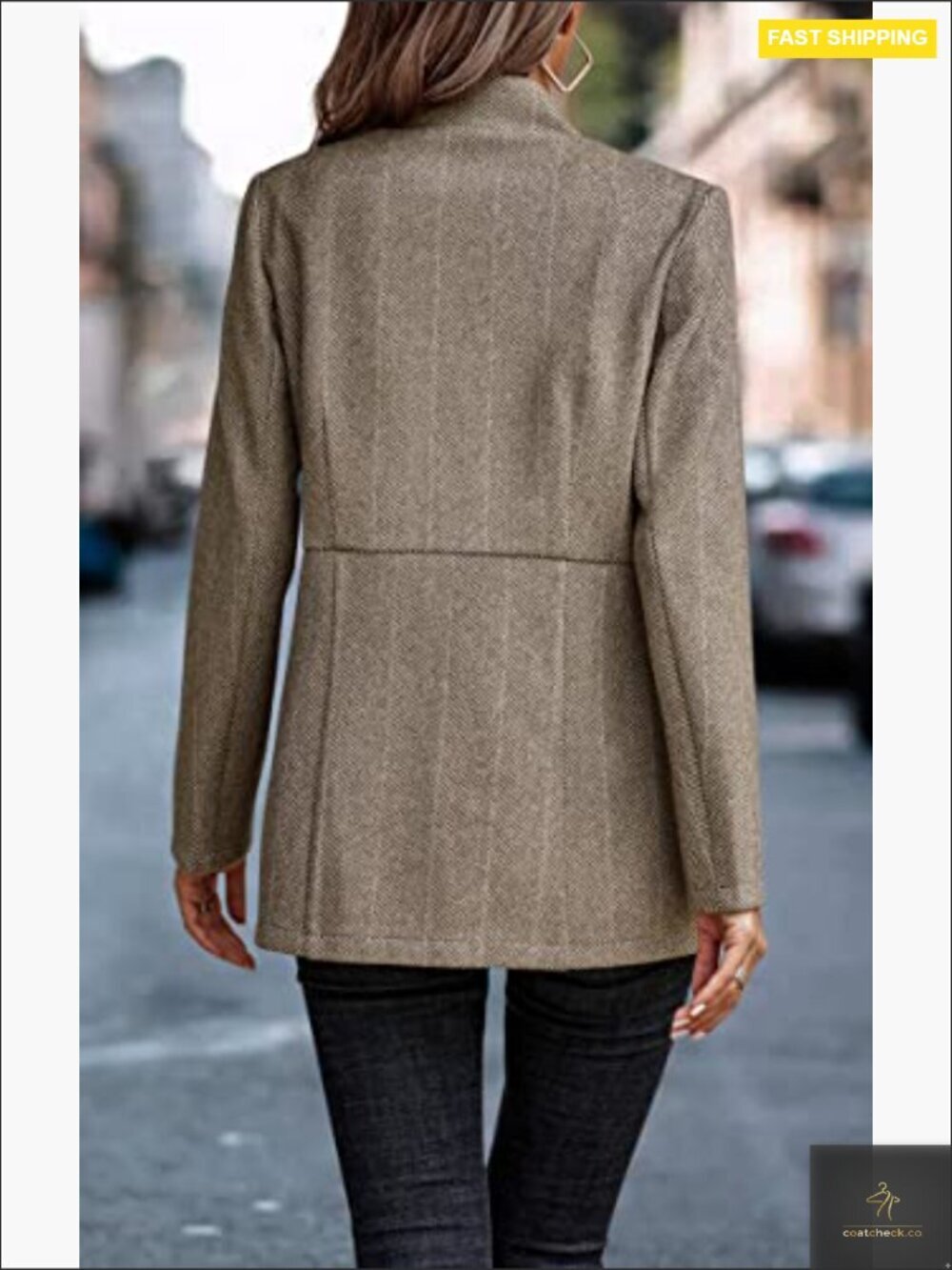 Women's Open Front Blazer Long Sleeve Notch Collar Work Office Jacket Business - Picture 3 of 7